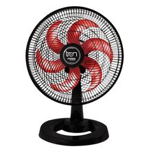 Ventilador Mesa Lorena Preto Oscilante 220V Pás Vermelha