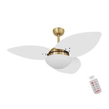 Ventilador De Teto Dormamu Dourado 3 Pás Branco 110V Com Controle
