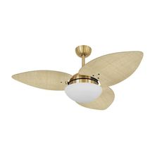 Ventilador De Teto Dormamu Dourado 3 Pás Palmae Natural 110V
