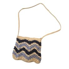 Bolsa Artesanal Lateral Listrada Transversal Casual Praia Azul