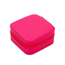 Porta Joias Portatil Viagem Estojo Maleta Caixinha Com Ziper Rosa Pink