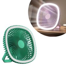 Mini Ventilador De Mesa Luz Ring Light Usb Portátil Potente Silencioso Verde