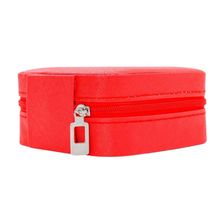Porta Joias Portatil Viagem Estojo Maleta Caixinha Com Ziper Vermelho