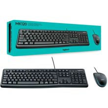 Kit Teclado E Mouse Usb Logitech Mk120 Abnt2 1000 Dpi ? Preto