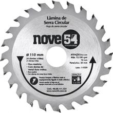 Lamina Serra Circular Vídea 110x20x1,8mm 24 Dentes 12100 Rpm