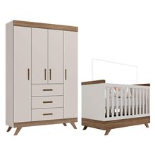 Berço Americano Vitória E Guarda Roupa Infantil Retrô Maya Off White Carvalho – Carolina