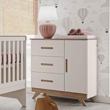 Cômoda Infantil Ambiente Retrô Maya Off White Carvalho – Carolina