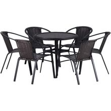 Kit 6 Cadeiras Alumínio E Mesa Tampo Varanda Jardim Piscina Cappuccino