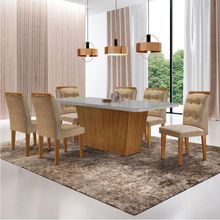 Mesa Aida 180cm Com 6 Cadeiras Carol Moderna Mobília Turim 07/off White/imbuia