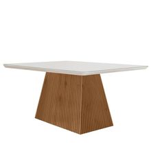 Mesa Sala De Jantar Aida 120cm Em Mdf E Vidro Com Canto Copo Off White Imbuia Ripado