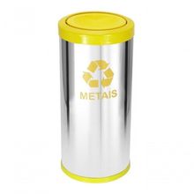 Lixeira Em Aço Inox Com Tampa Meia Esfera Plástica