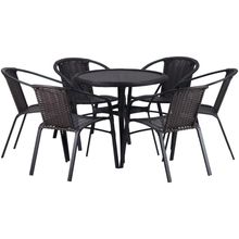 6 Cadeiras E Mesa Floripa Tampo Tramado Alumínio Trama Pedra Ferro