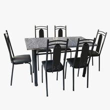 Conjunto De Mesa Onix Com 06 Cadeiras 150x75cm Moura Preto