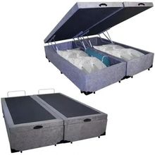 Cama Box Baú Casal Bipartido Suede Cinza 138x188