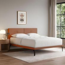 Cama Japonesa Toquio King Com Cabeceira Almofada Linho Telha