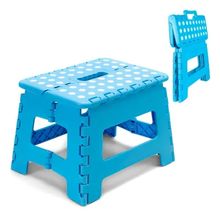 Banquinho Dobravel 130kg Plastico Multiuso Resistente Degrau Para Casa Cozinha Banheiro Loja Camping Infantil Azul