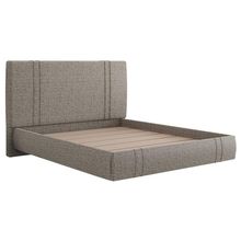 Cama King Flutuante Com Cabeceira 195cm Astra S04 Linho Marrom - Lyam Decor