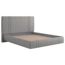 Cama Queen Flutuante Com Cabeceira 160cm Astra S04 Linho Cinza - Lyam Decor
