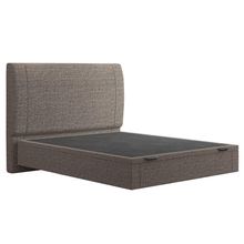 Cama Casal Baú Flutuante Com Cabeceira 140cm Spazio S04 Linho Marrom - Lyam Decor