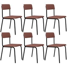 Kit 06 Cadeiras Estofada Para Sala De Jantar Sense Preto C01 Linho Rosa - Lyam Decor