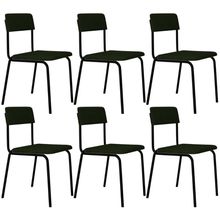 Kit 06 Cadeiras Estofada Para Sala De Jantar Sense Preto C01 Linho Verde Musgo - Lyam Decor