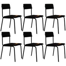 Kit 06 Cadeiras Estofada Para Sala De Jantar Sense Preto C01 Courino Preto - Lyam Decor