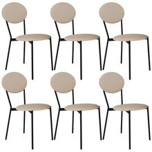 Kit 06 Cadeiras Estofada Para Sala De Jantar Azuri Preto C01 Linho Areia - Lyam Decor