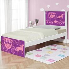 Cama Solteiro Com Cabeceira Adesivada Carruagem Princesa