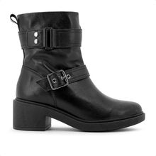 Bota Usaflex Salto Bloco Zíper Fivela Feminina