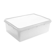 Caixa Plástica Organizadora Empilhável E Hermética Com Tampa 11l Plasvale - 37x26x14 (cxlxa) Branco