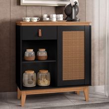 Bancada Aparador Café Livia Pintura Palha Preto Noce