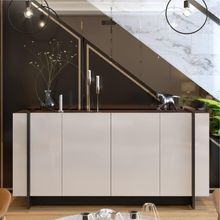 Bancada Lyons Com Nichos Off White Nogueira Preto