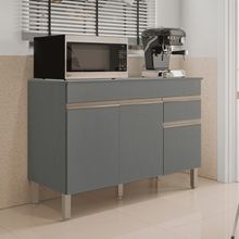 Balcao 3 Portas C/ Gaveteiro 1,20 Line C/ Tampo Gris