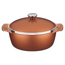 Caçarola Tramontina Lyon Alumínio Forjado 30cm 6,8L Antiaderente Starflon High Performance Dourado Tampa Tramontina