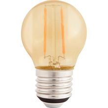 Lâmpada LED Filamento Tramontina G45 4W 2200K luz Amarela Vidro Âmbar Tramontina