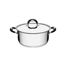 Caçarola Tramontina Rasa Duo Silicone Aço Inox Fundo Triplo Tampa Alças Silicone 24cm 4,7L Tramontina