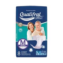 Fralda Geriátrica Descartável Qualifral Comfort M 8 Unidades