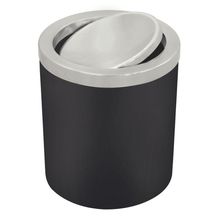 Lixeira Tramontina Util Basculante em Aço Inox com Acabamento Scotch Brite e Corpo em Polipropileno Preto 5 L