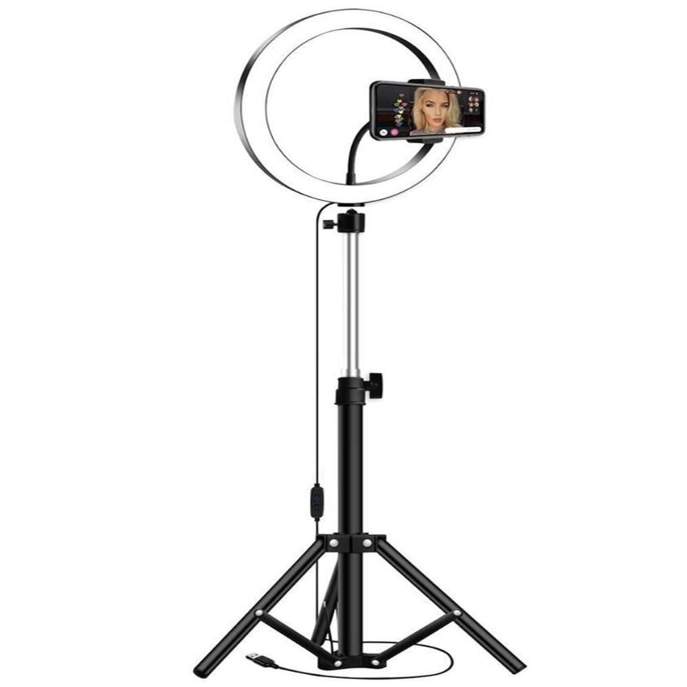 Ring Light Iluminador Led Usb 10 Polegadas 26Cm Com Suporte Tripé 2 Metros