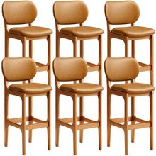 Kit 6 Banquetas Alta Bar Cozinha Sala Jantar Fixa Betta L02 Imbuia Couríssimo Whisky - Lyam Decor