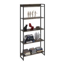 Estante Multiuso Escritório Industrial 05 Prateleiras Areta 186x80cm C01 Carvalho Dark - Lyam Decor