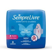 Absorvente Sempre Livre Tri Protect Suave Com Abas 8 Unidades