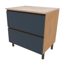 Balcão Bartira Cristal em MDP com 2 Gavetões, 80cm de largura - Lâmina de Mel/Azul Royal