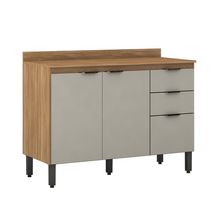 Balcão Demóbile Firenze com 3 Portas, 2 Gavetas e 1 Prateleira – Amêndoa/Nude Prime TX