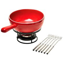 Conjunto para Fondue de Queijo Emile Henry em Cerâmica Vermelho - 9 Peças