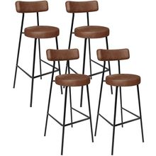 Kit 04 Banquetas Altas Bar Cozinha Sala De Jantar Em Aço Milão L02 Couríssimo Marrom - Lyam Decor