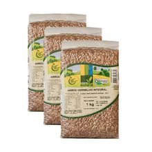 Kit 3X: Arroz Vermelho Integral Orgânico Coopernatural 1kg