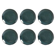 Conjunto de Pratos Rasos Porto Brasil Orgânico Oceano com 6 Peças - Azul