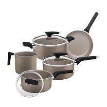 Jogo de Panelas 5 Peças Tramontina Milazzo com Revestimento Antiaderente Starflon - Amêndoa