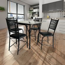 Mesa de Jantar Quadrada Famais Cairo com 4 Cadeiras – Preta